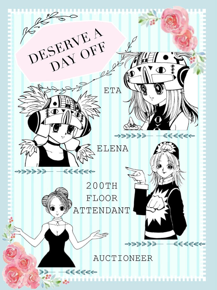 Image of HxH ladies with mod names underneath. Shal=Menchi, Munen=Canary, Subdee=Machi, Ughtenal=Shizuku and Geeky=Komugi