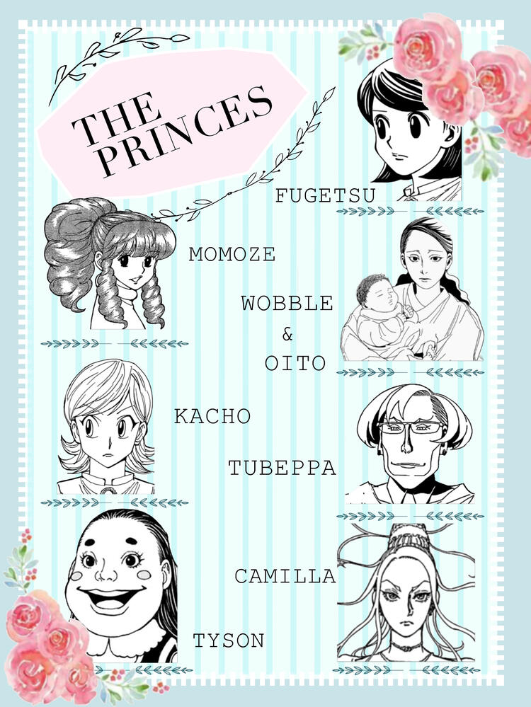 Image of HxH ladies with mod names underneath. Shal=Menchi, Munen=Canary, Subdee=Machi, Ughtenal=Shizuku and Geeky=Komugi